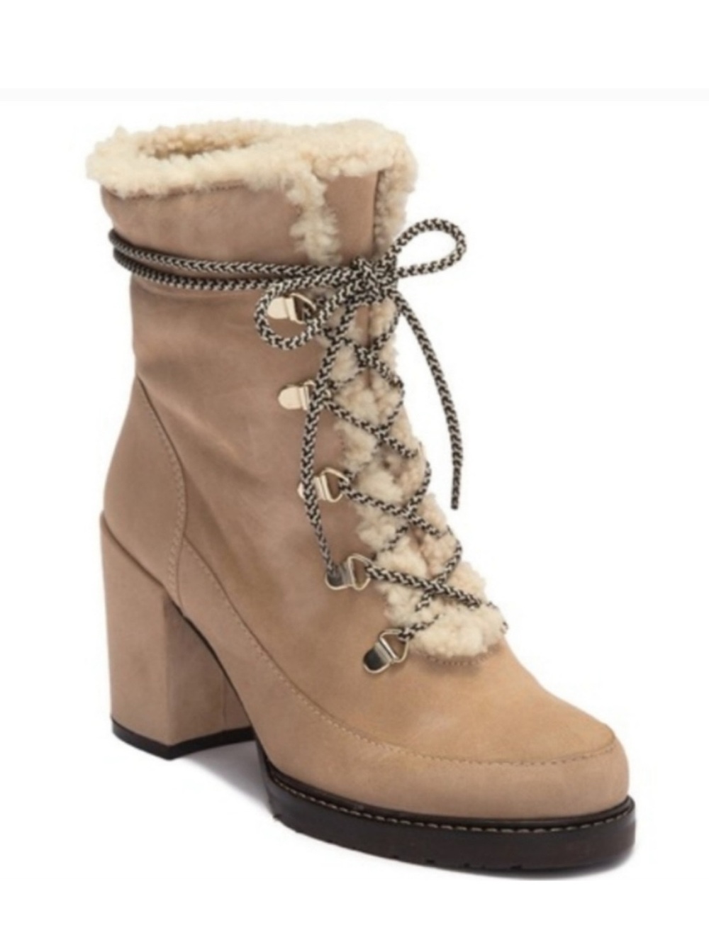 Stuart Weitzman Yukon Dyed Shearling Suede Block Heel Booties Women's Size 9